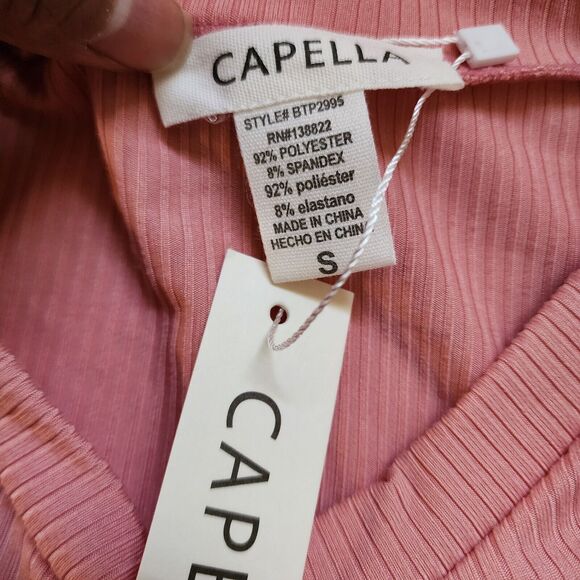 Capella Sleep Set Womens Small Pink Long Sleeve Top & Shorts Ribbed Knit Stretch - Picture 11 of 11